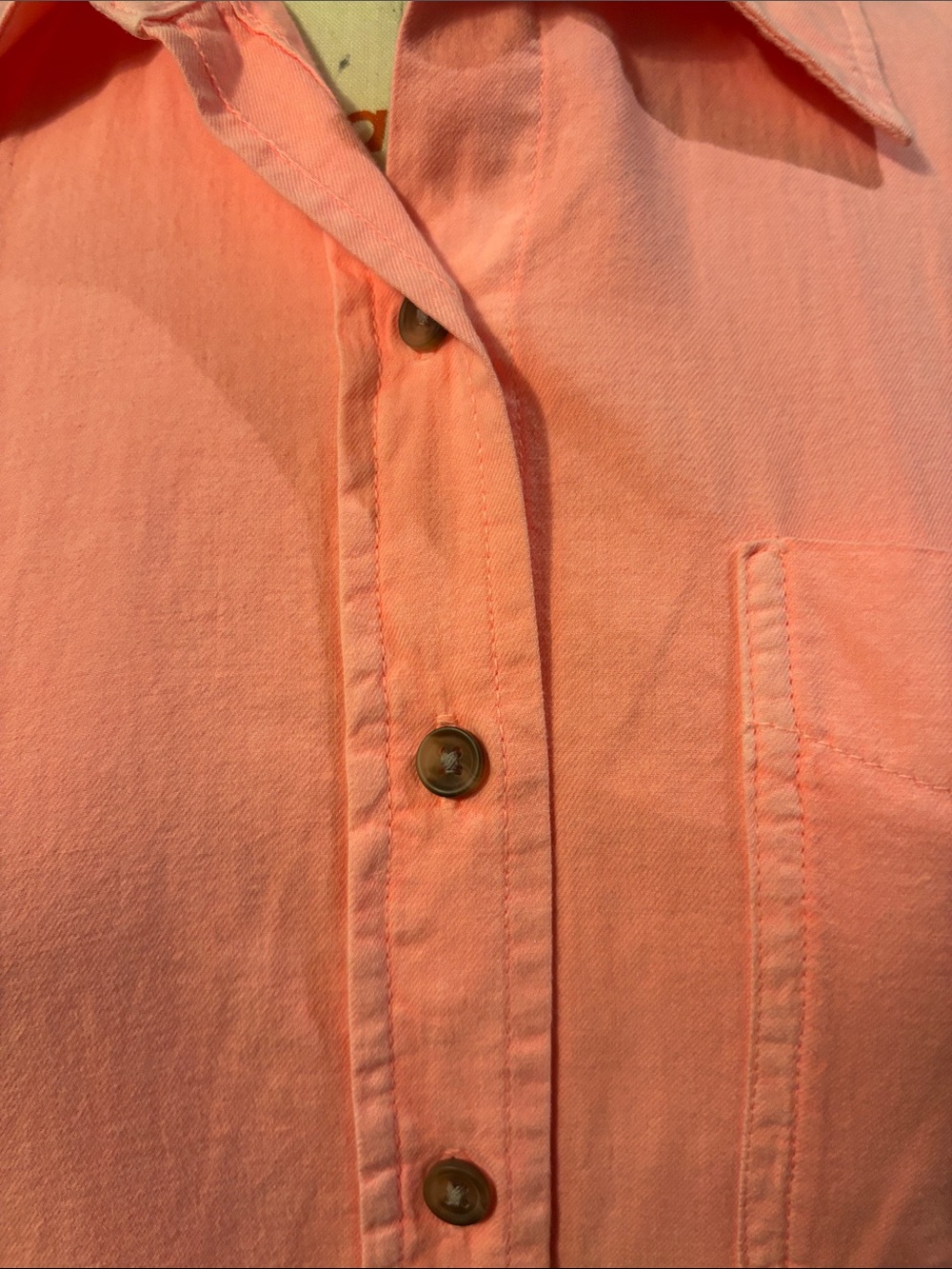 Coral Pink Button-Down Shirt Dress - Picture 5 of 5